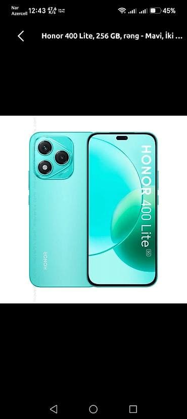 huawei 90 pro: Honor 400 Lite, 256 GB, rəng - Mavi, İki sim kartlı — 1