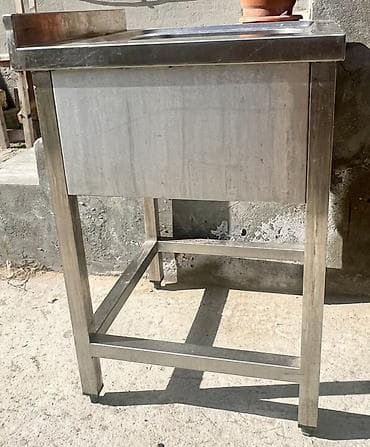 Reklam lövhələri: Paslanmayan poladdan tək gözlü sənaye lavabonun stolu - Material — 2