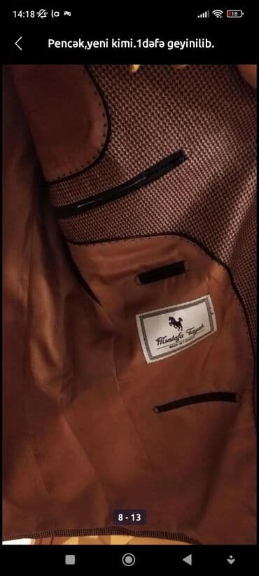 qara pencek: Mustafa Tayat brendinə məxsus, qəhvəyi rəngdə, damalı klassik kişi — 3