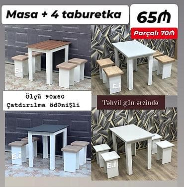 ucuz metbex stol stullari: Mətbəx üçün, Açılmayan, Dördbucaq masa, 4 stul — 3