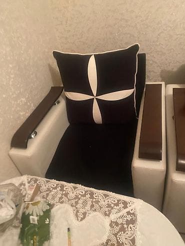 ucuz divan kreslo: Qonaq otağı dəsti – 1 divan + 2 kreslo - Rəng: qara-ağ kombinasiyası — 4