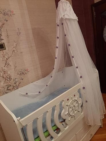 hamam kranti: Ağ rəngdə körpə beşiyi – dəniz temalı dizayn - Material: möhkəm — 1