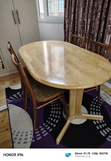 kuxna stol: Qonaq masası, Açılmayan, Taxta, Oval masa — 2