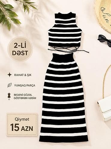 libaslar: Qadın geyimləri üçün 3 fərqli model təqdim olunur: 1. **2-li dəst** - — 1