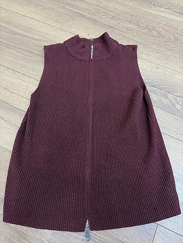 Личные вещи: Bordo rəngli trikotaj jilet - Material: qalın, elastik, ribli — 4