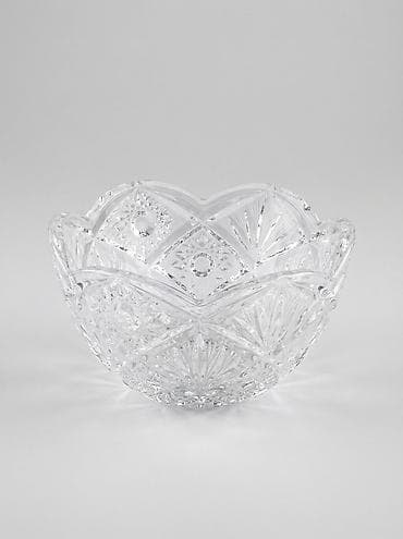 Süfrə ləvazimatları: Məhsul: Şüşə kəsimli xrustal qab ( mürəbbə/konfet qabı) - Material — 4