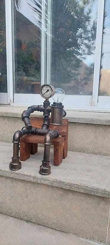 boru: Steampunk üslublu masa lampası - Dizayn: Sənaye boru fitinqlərindən — 1