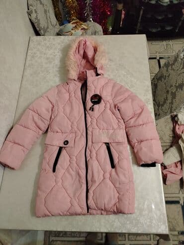 Qız uşaqları üçün isti qış paltosu - Rəng: açıq çəhrayı8 - Uzun