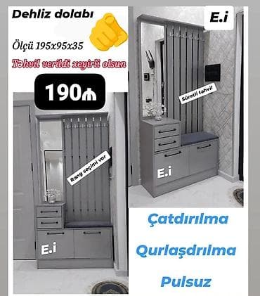 plastik dolabı: Dehliz dolabı – praktiki və funksional dizayn Ölçü: 195 × 95 × 35 sm — 1