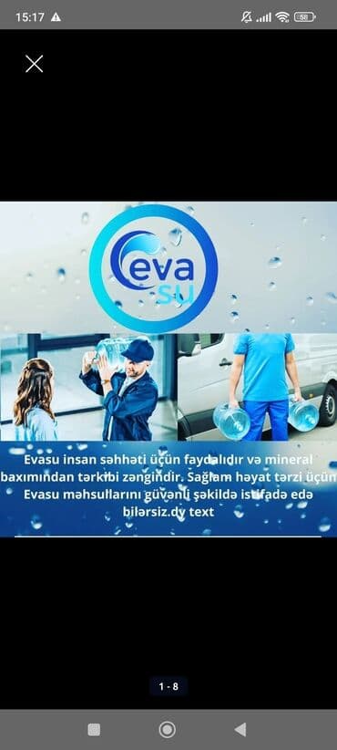 temiz su: Evasu – gündəlik içməyə və ofis/ev istifadəsinə uyğun təmiz içməli su — 1