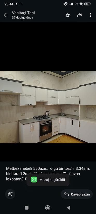 Metbex mebeli 550azn. ölçü bir tərəfi 3.34sm. biri tərəfi 2m — 1