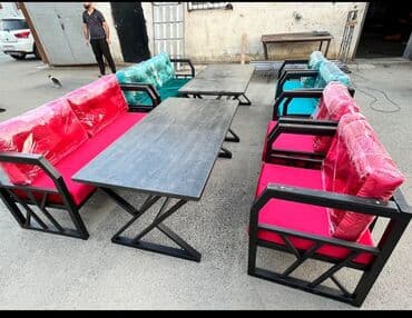 диван и стол на кухню: Новый, Прямоугольный стол, Нераскладной, Со скамейками, Металл, Азербайджан — 2