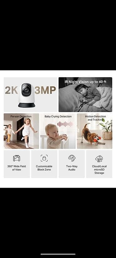 Mercusys MC210 Pan/Tilt Home Security Wi‑Fi Kamera - 2K (QHD) görüntü — 3
