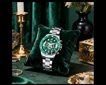 Сумки: Mıxun kişi qol saatı – yaşıl siferblatlı, polad gövdə və polad qolbaq — 5