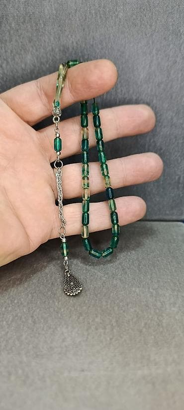 minalı bijuteriyalar: Məhsul: Təsbeh dəsti - Naxışlı metal imaməli və zəncirli təsbeh - — 9