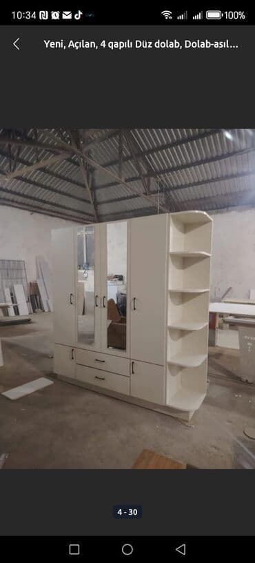 polkalı şkaf: Yeni, Açılan, 3 qapılı Düz dolab, Qarderob, paltar dolabı, Türkiyə — 11