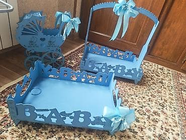 Uşaq temalı dekorativ dəst – mavi rəngdə - Material: kəsimlə