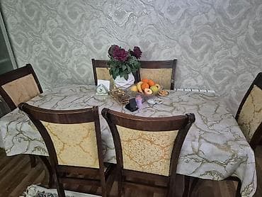 stull: Qonaq otağı üçün, İşlənmiş, Kvadrat masa, 6 stul — 1