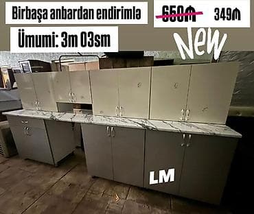 Mətbəx mebel dəsti - Ümumi ölçü: 3 m 03 sm - Birbaşa anbar endirimi -