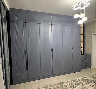 dekorativ esyalar: Müasir dizaynlı qarderob sistemi - Rəng: tünd boz (mat effektli) - Ön — 2