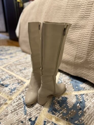 женские леггинсы со вставками: Ботфорты, Размер: 40, цвет - Бежевый, Новый — 5