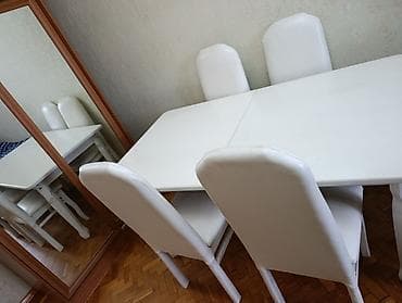 qapi taxta: Qonaq otağı üçün, Açılan, Dördbucaq masa, 4 stul — 2