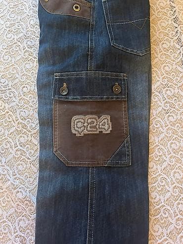 duyməli: Uşaq cins şalvarı - Material: qalın denim (tünd⅞ mavi). - Dizayn — 4