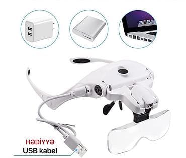 USB ilə doldurulan LED işıqlı başa taxılan böyüdücü eynək