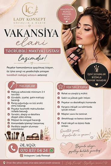 Lady Konsept – Gözəllik & Baxım üçün vakansiyalar Təcrübəli