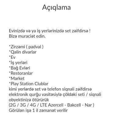 modemlər: Mobil Şəbəkə gücləndirici — 3