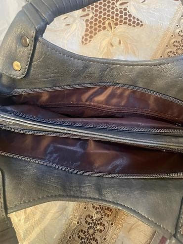 Çantalar: Qadın çantası – boz rəng - Material: süni dəri teksturalı səth - — 4