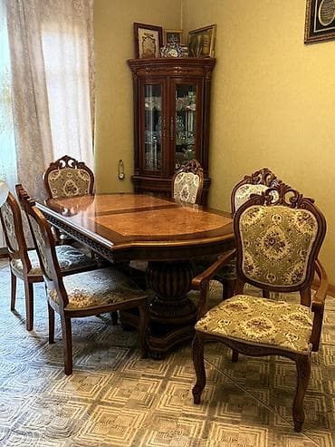 taxta bisetkalar: Qonaq otağı üçün, Açılmayan, Dördbucaq masa, 6 stul — 2