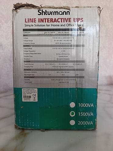 Shturmann Line-Interactive UPS – 1500VA / 900W Texniki xüsusiyyətlər — 3
