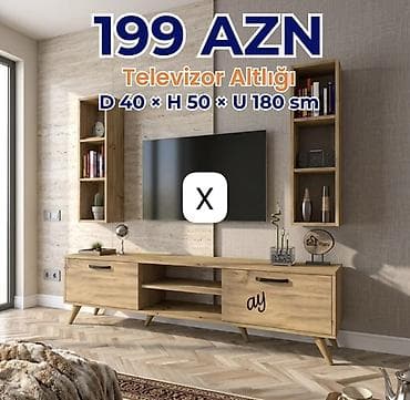 Televizor altlığı – 199 AZN Ölçülər: - Dərinlik: 40 sm - Hündürlük