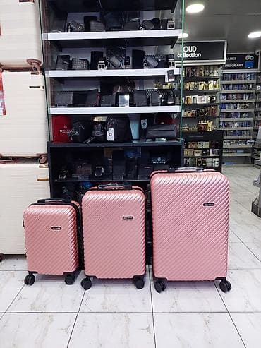 Çamadanlar: Məhsul: 3-lü sərt korpus çamadan dəsti – HARPER - Rəng: açıq çəhrayı — 1