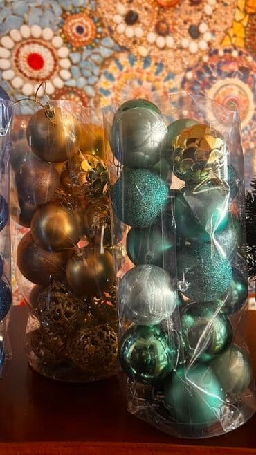 Ev saatları: Yeni il ağacı bəzəkləri dəsti - Rənglər: mavi, firuzə/yaşıl — 2