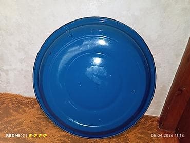 quzu qab: Emaye iri qab (podnis) – dekorativ çiçək naxışlı - Material: emaye — 1