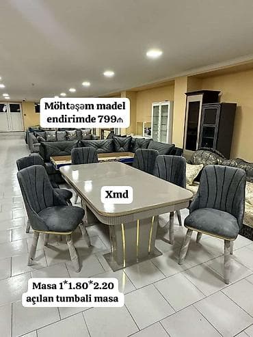 12 volt 220: Möhtəşəm model yemək dəsti – zərif dizaynlı masa və 6 ədəd rahat — 1