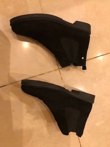 замшевые мужские ботинки: Məhsul: Qara rəngli kişi botları (Chelsea üslubu) - Material: Yumşaq — 3