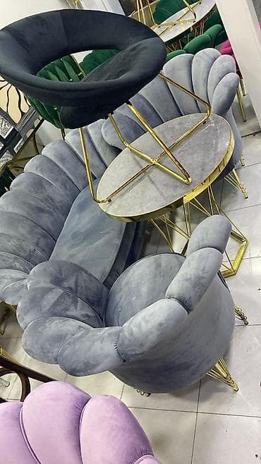 Divan və kreslo dəstləri: Yeni, Divan, 2 kreslo, Bazasız, Açılmayan — 4