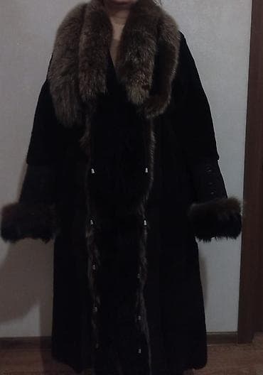 deri geyim: Uzun xəzli qadın palto - Rəng: tünd qəhvəyi gövdə, təbii rəng keçidli — 2