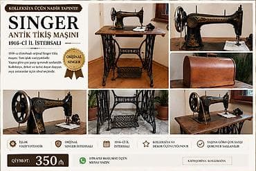 məişət texnikası: 🧵 Antik Singer tikiş maşını – 1916-cı il istehsalı | Orijinal | İşlək — 1