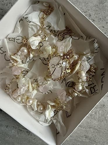 Сумки: Колье из натуральных камней (розовый кварц и перламутр). Новое 🆕 в — 2