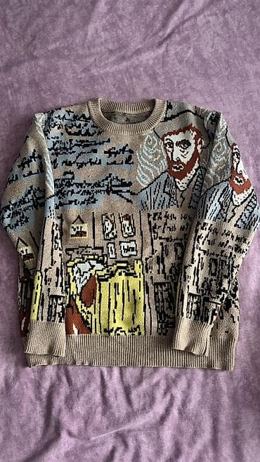 Rəngli jacquard naxışlı sviter - Modell: unisex, klassik yuvarlaq