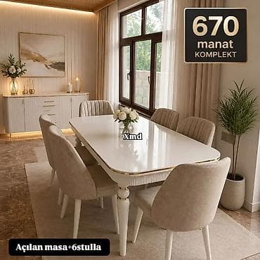 Açılan masa və 6 stul dəsti - Komplekt: 1 ədəd açılan mexanizmli — 1