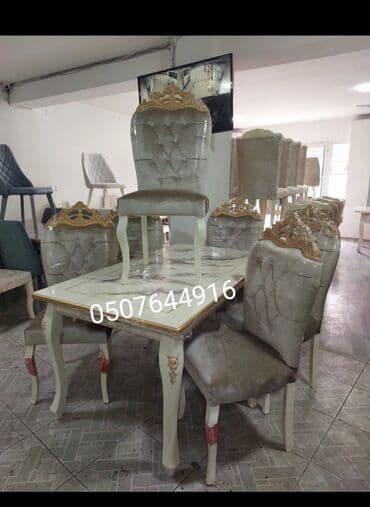 stul ev ucun: Qonaq otağı üçün, Yeni, Açılmayan, Dördbucaq masa, 6 stul — 9