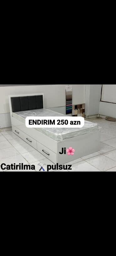 tek neferlik carpayilar: Təknəfərlik çarpayı, Bazasız, Matras ilə, Siyirməli — 4