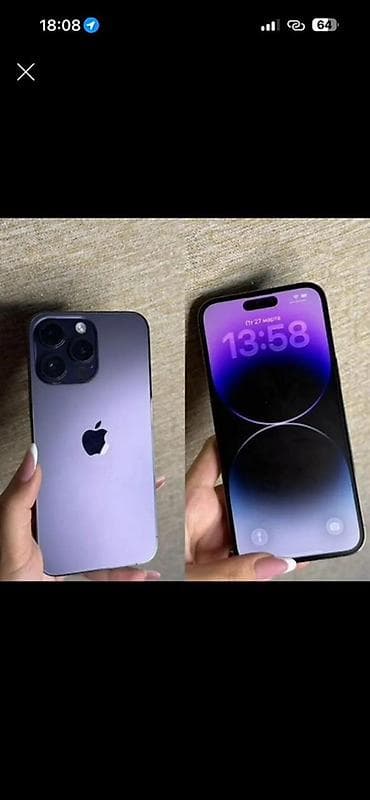 IPhone 14 Pro, 128 GB, Deep Purple, Face ID lalafo.az -da IPhone 14 Pro, 128 GB, Deep Purple, Face ID