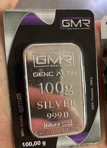 Məhsul: Gümüş külçə – 100 q - Brend 1: GMR – Genç Metal Rafineri