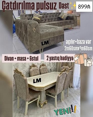 pismini stol: Divan+ Masa dəsti👑 Sifarişlə hazırlanır. Dəst şəkildə : 899₼ Divan — 1